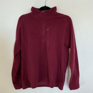 LL Bean Men's Medium Fleece Pullover Quarter Zip Burgundy Red Outdoor Sz M